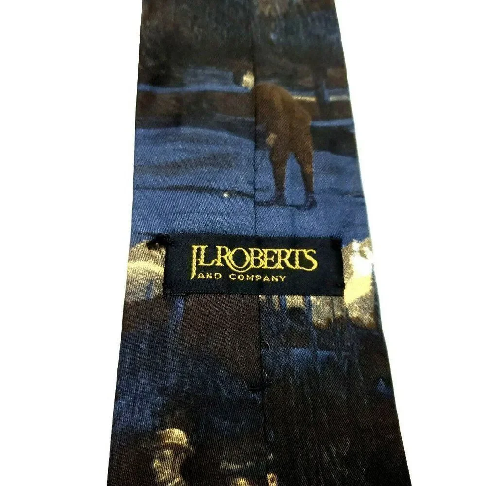 JL Roberts Silk Tie Golf Novelty‎ Print Blue